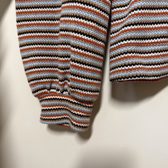 Eve Gravel Warren top striped pique multicolor mock neck puffy sleeves Size M - Picture 3 of 7